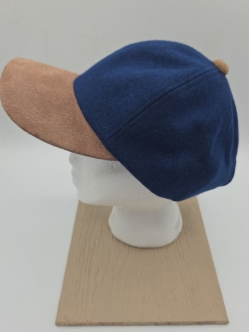 Navy Wool‑Blend Cap with Suede Brim - Picture 5 of 8
